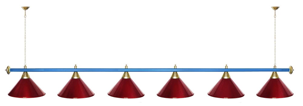 Лампа STARTBILLIARDS 6 пл. (плафоны зеленые,штанга золотая,фурнитура золото)