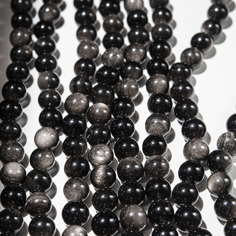 Серебристый обсидиан (вулканическое стекло) натуральный, 8,6мм,шар