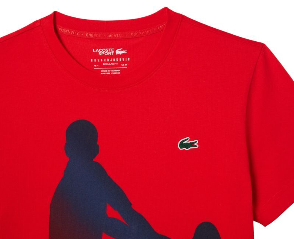 Мужская теннисная футболка Lacoste Tennis X Novak Djokovic T-Shirt & Cap Set - red currant