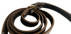 Военный кожаный поводок "Military Leather Leash" цвет чёрный фурнитура латунь длина  ширина 19мм L77