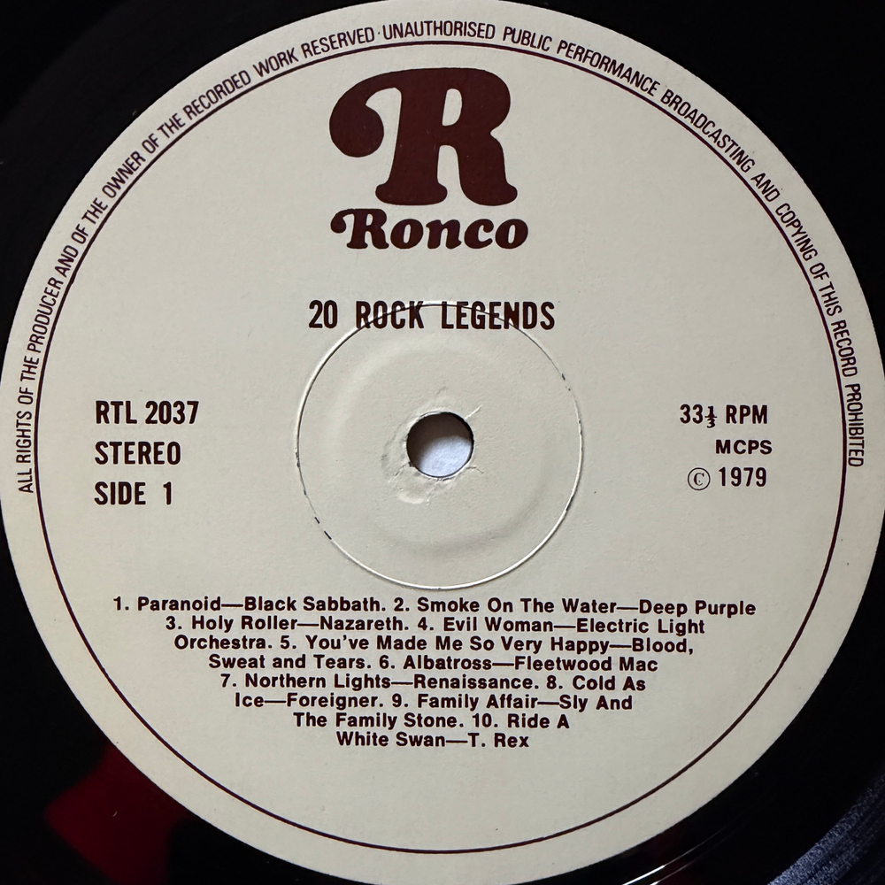 Сборник 20 Rock Legends (Англия 1979г.)