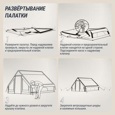 Надувная палатка UNIX Camp Vega 3х2 бежевый (+ навес)