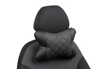 Автомобильная подушка "Косточка" под шею из алькантары "Ромб"
