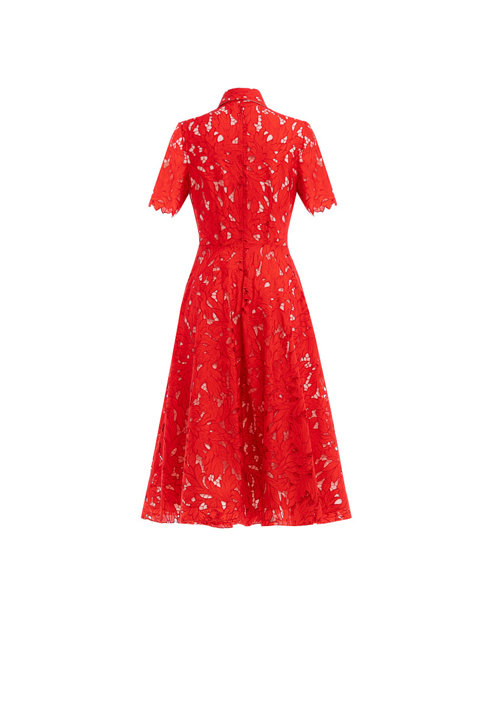 Кружевное платье с короткими рукавами красное 08-02-25 SS