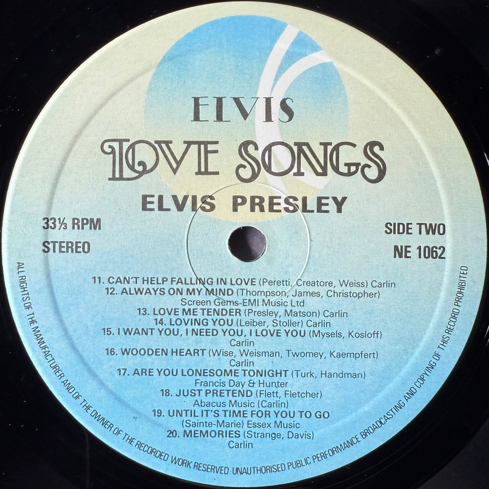 Elvis Presley ‎– Elvis Love Songs (Англия 1979г.)