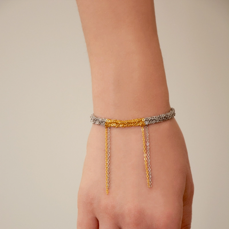 Плетенный браслет – Сталь, позолота