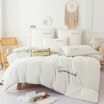 Комплект постельного белья Однотонный Сатин Вышивка на резинке CHR037