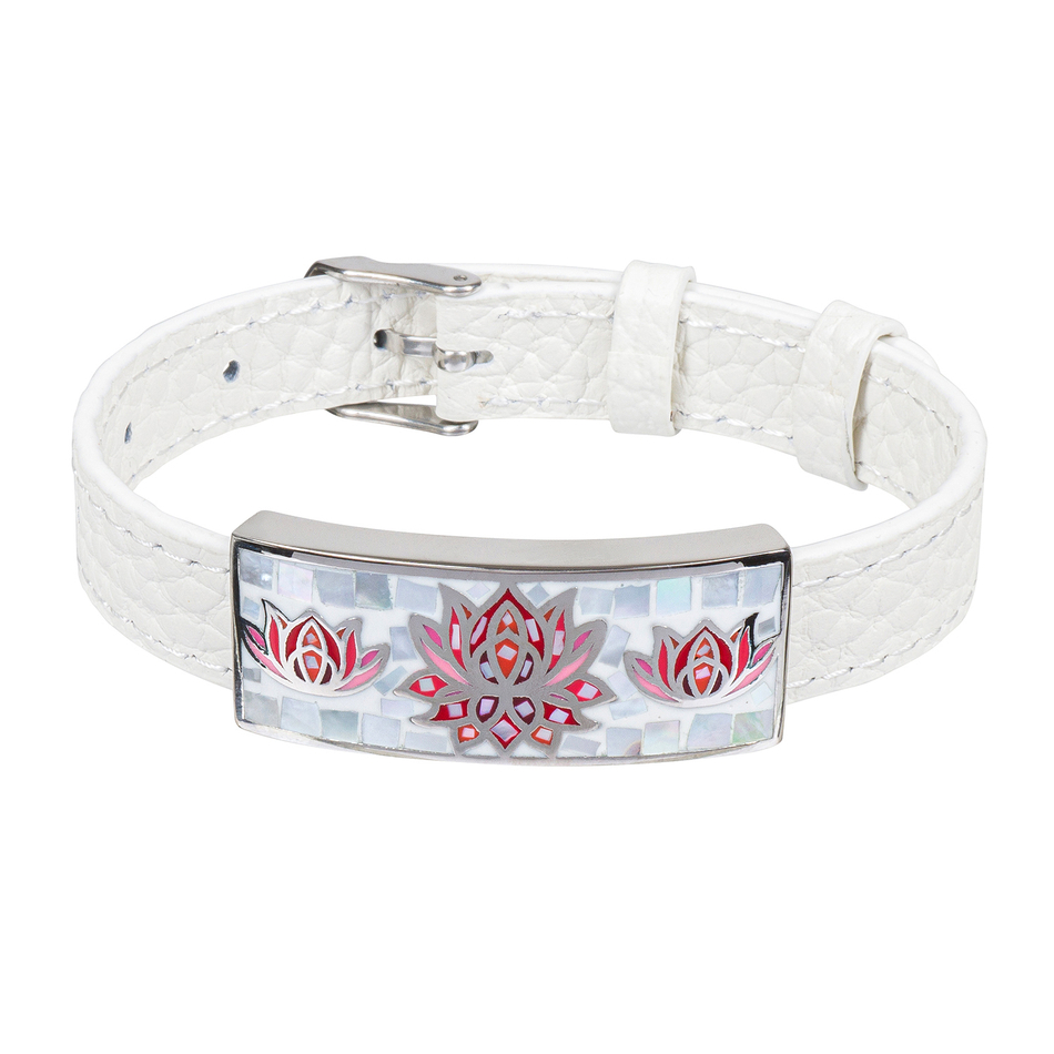 Браслет Fiore Luna на белом кожаном ремешке CB03596-5A