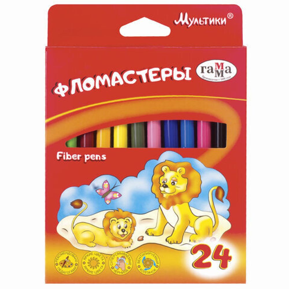 Фломастеры ГАММА "Мультики", 24 цвета, вентилируемый колпачок, картонная упаковка, 180319_07
