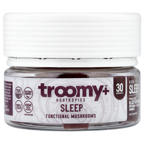 Troomy Nootropics, Sleep, функциональные грибы в жевательных таблетках, со вкусом черной малины, 30 жевательных таблеток