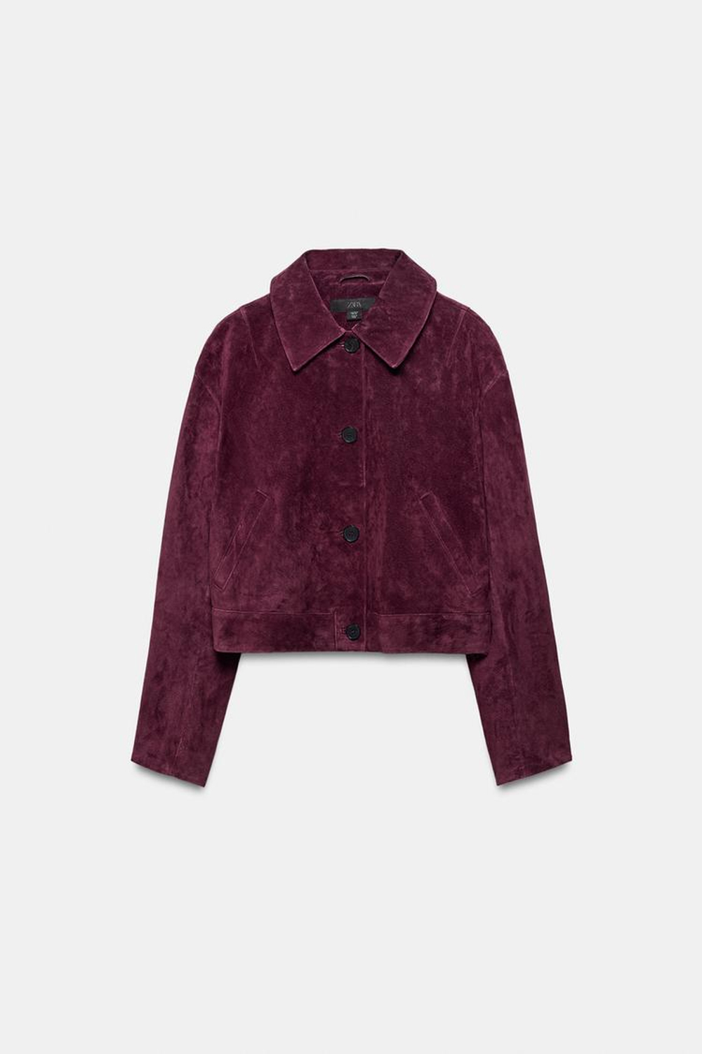 ZARA ЗАМШЕВАЯ КУРТКА — 100% КОЖА, БУРГУНДИ
