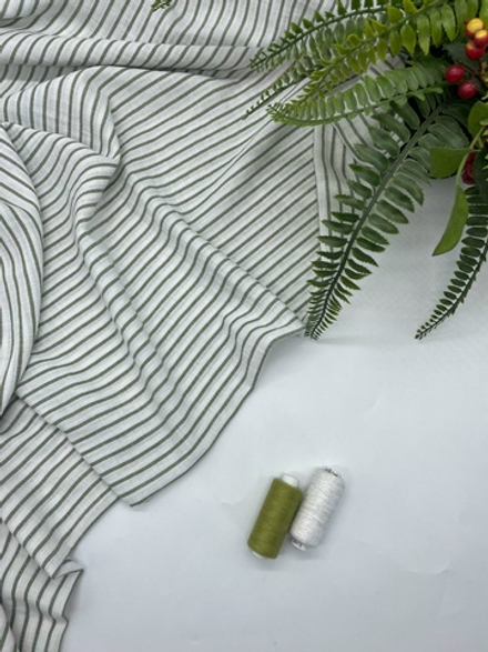 Смесовый лен зеленая полоска