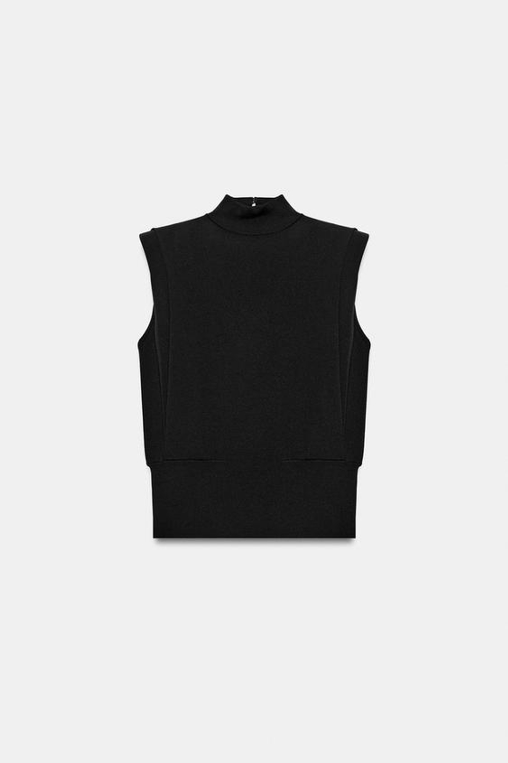 ZARA ТРИКОТАЖНЫЙ ТОП С ОТКРЫТОЙ СПИНОЙ, ЧЕРНЫЙ