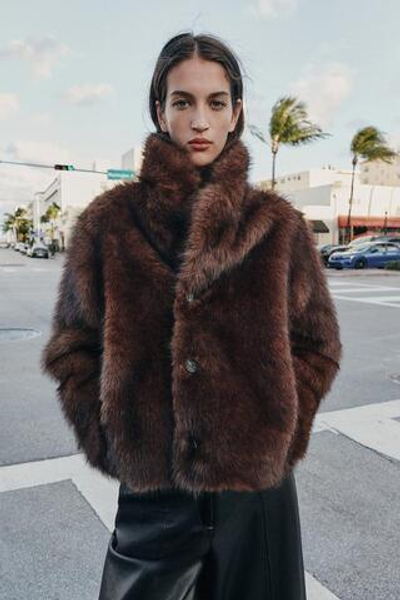 Двусторонний искусственный мех Двусторонний пиджак - ZARA