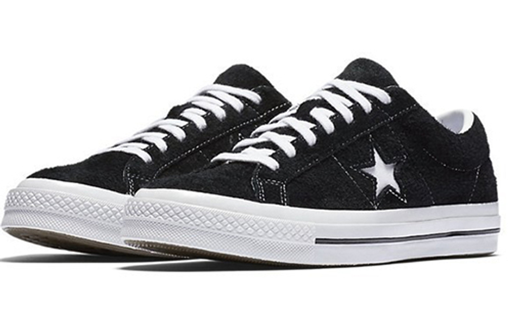 Converse One Star non-slip shock-absorbing low-top sneakers for men and women in the same style black