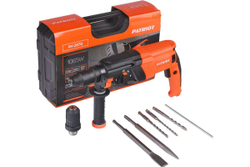 Перфоратор PATRIOT RH 287Q SDS+, мощность 1065 Вт, 3.2 Дж, 3 режима работы, быстросменный патрон QCC, макс.диаметр 28 мм, набор буров и долот, глубиномер, кейс 140301331