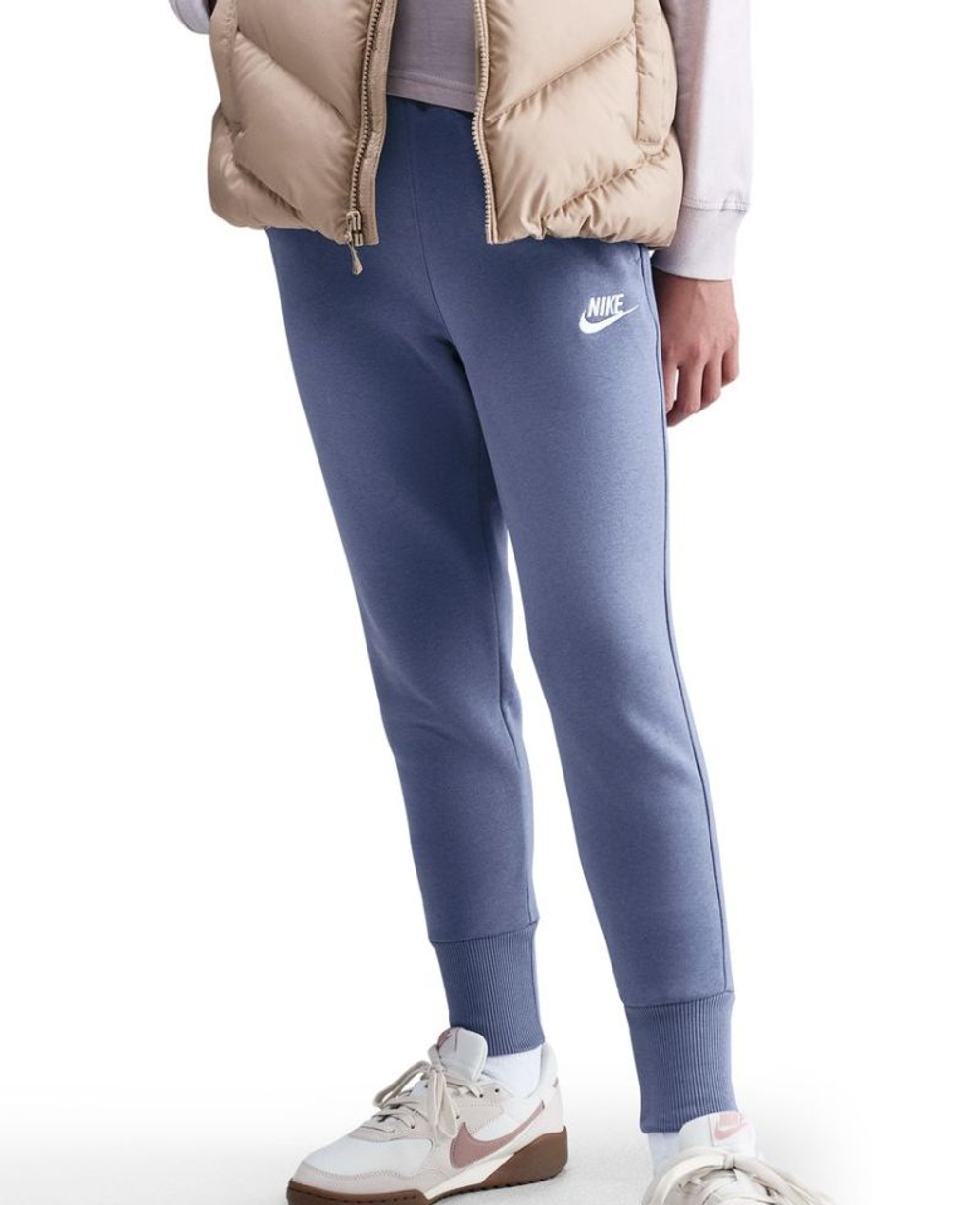 Брюки для девочки Nike Kids Sportswear Club Fleece High-Waisted Fitted - world indigo/world indigo/white