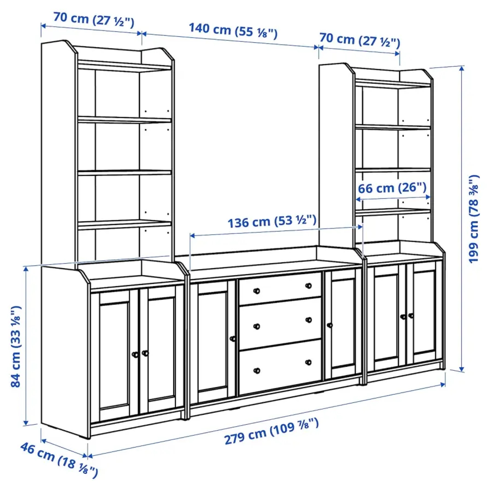 Шкаф - HAUGA IKEA/ХАУГА ИКЕА, 46х279х199 см, белый