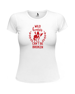 Футболка Wild hearts женская приталенная белая с красным рисунком