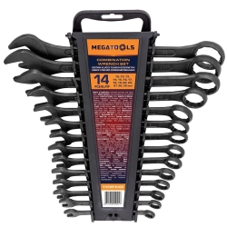 Ключи комбинированные, набор 14пр. (10, 12-19, 22, 24, 27, 30, 32мм) MEGATOOLS MT-5141MP BLACK