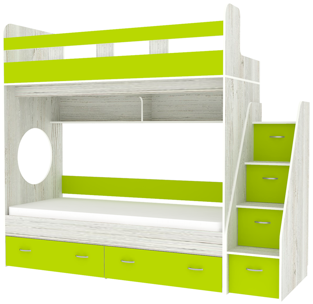 Двухъярусная кровать КарИВи Юниор 1 80х190 Винтерберг Лайм