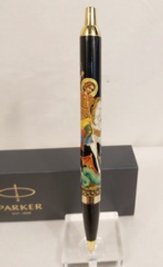 Ручка  шариковая "Георгий Победоносец" с ручной росписью Палех