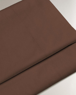 ZARA HOME (200 НИТЕЙ) ПРОСТЫНЯ ИЗ ХЛОПКА ПЕРКАЛЬ, ШОКОЛАДНО-КОРИЧНЕВЫЙ