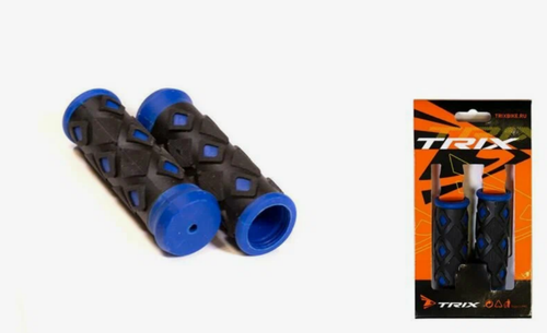 Грипсы TRIX,  для детских велосипедов, резиновые, 95мм, черно-синие (100)