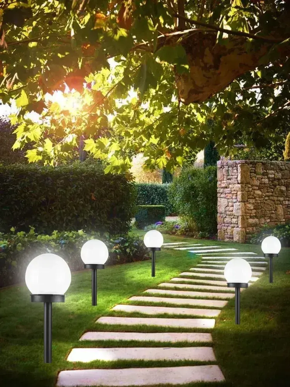 Светильник ШАР уличный на солнечной батарее 8 шт, белое свечение для ландшафта