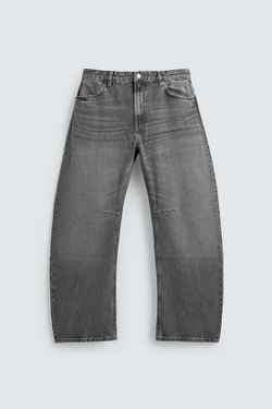 ZARA ДЖИНСЫ RELAXED BARREL FIT, СЕРЫЙ