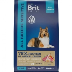 Brit premium dog sensitive сухой корм для взрослых собак всех пород с чувствительным пищеварением с ягненком и индейкой - 1 кг