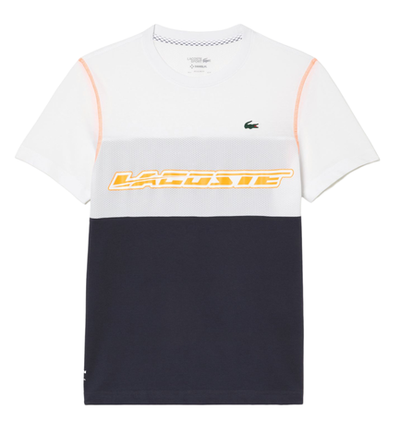 Мужская теннисная футболка Lacoste SPORT x Daniil Medvedev Jersey T-Shirt - white/blue/orange