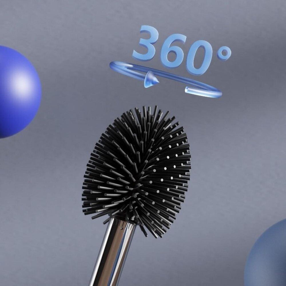 Ершик для туалета силиконовый напольный, хром