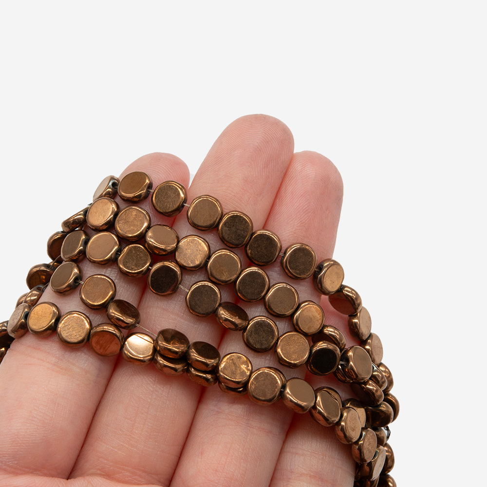 Гематин (гематит), монетка 6*2,3мм, оттенок "Бронза"