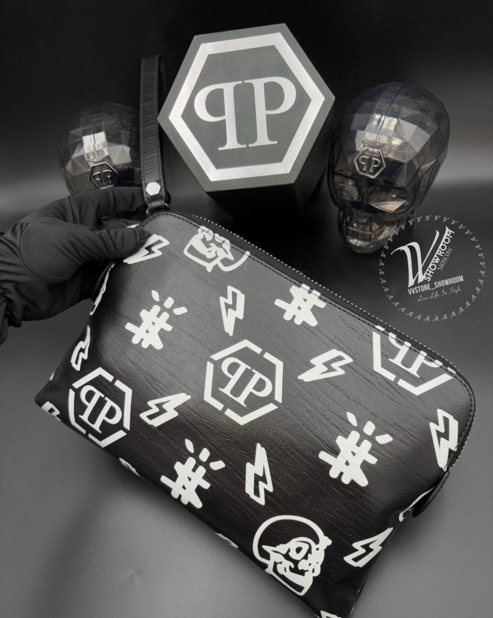 Барсетка клатч Philipp Plein Monogram
