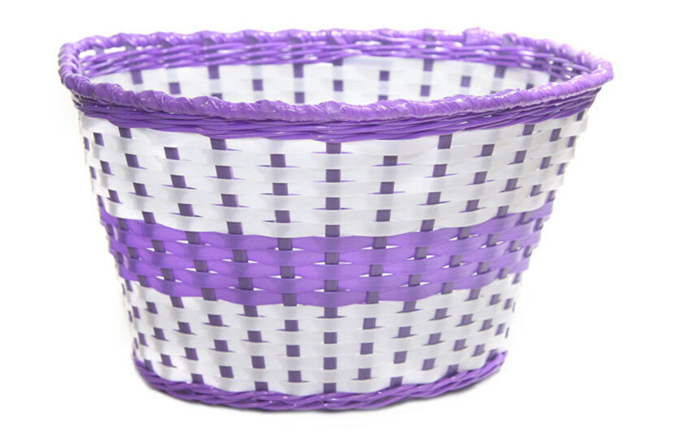 Корзина TRIX для дет. вел. 20", креп. на руль, 270x200x170мм, пласт., плетёная, фиолетово-белая