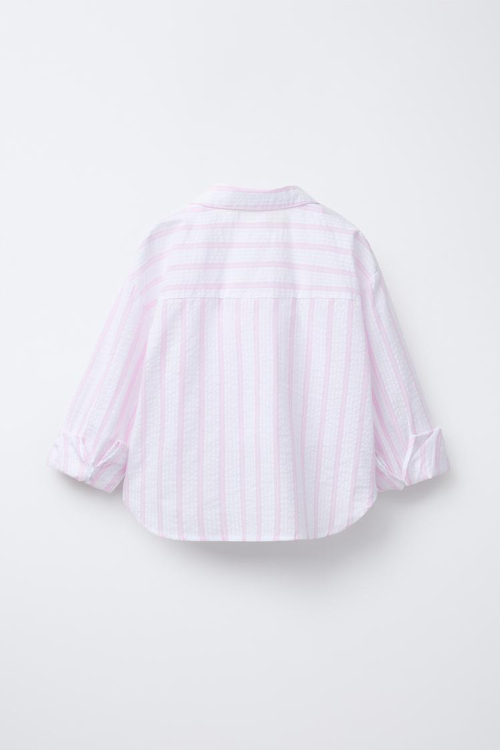 ZARA КОМПЛЕКТ ИЗ РУБАШКИ И ТОПА В ПОЛОСКУ, РОЗОВЫЙ/БЕЛЫЙ