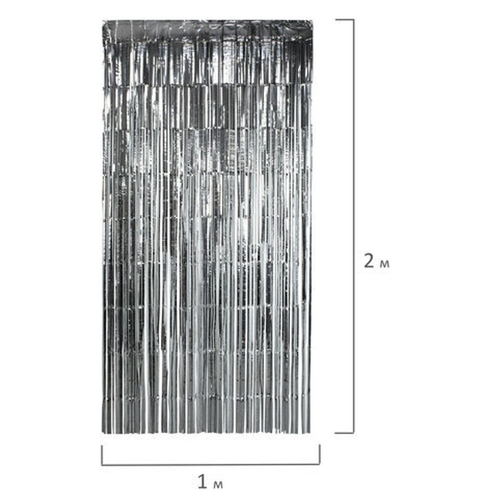 Дождик-занавес для праздника и фотозоны, длина 2 м, ширина 1 м, серебристый, ЗОЛОТАЯ СКАЗКА, 592049