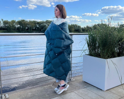 Дорожный плед-пончо пуховый 130х170 German Grass Travel Cape Plaid зеленый