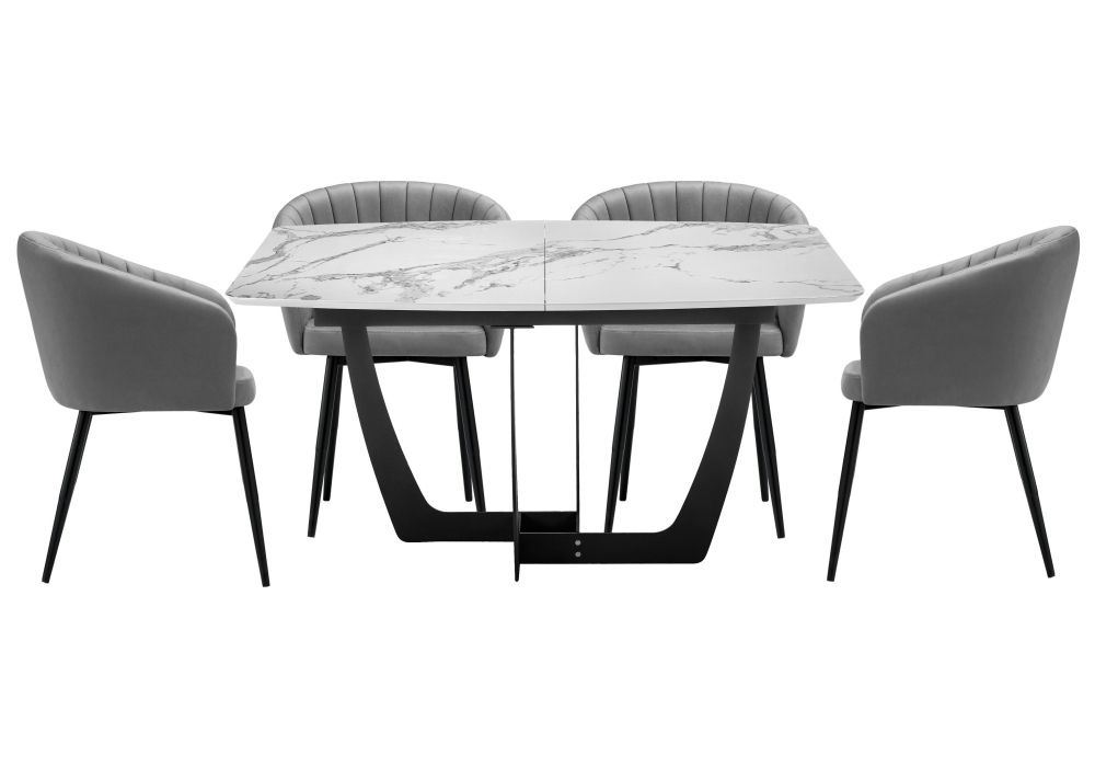 Обеденная группа Аунге velutto 32 / белый мрамор / графит