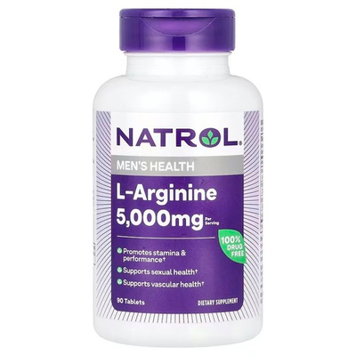 Natrol, L-аргинин, 5000 мг, 90 таблеток (1000 мг в каждой таблетке)