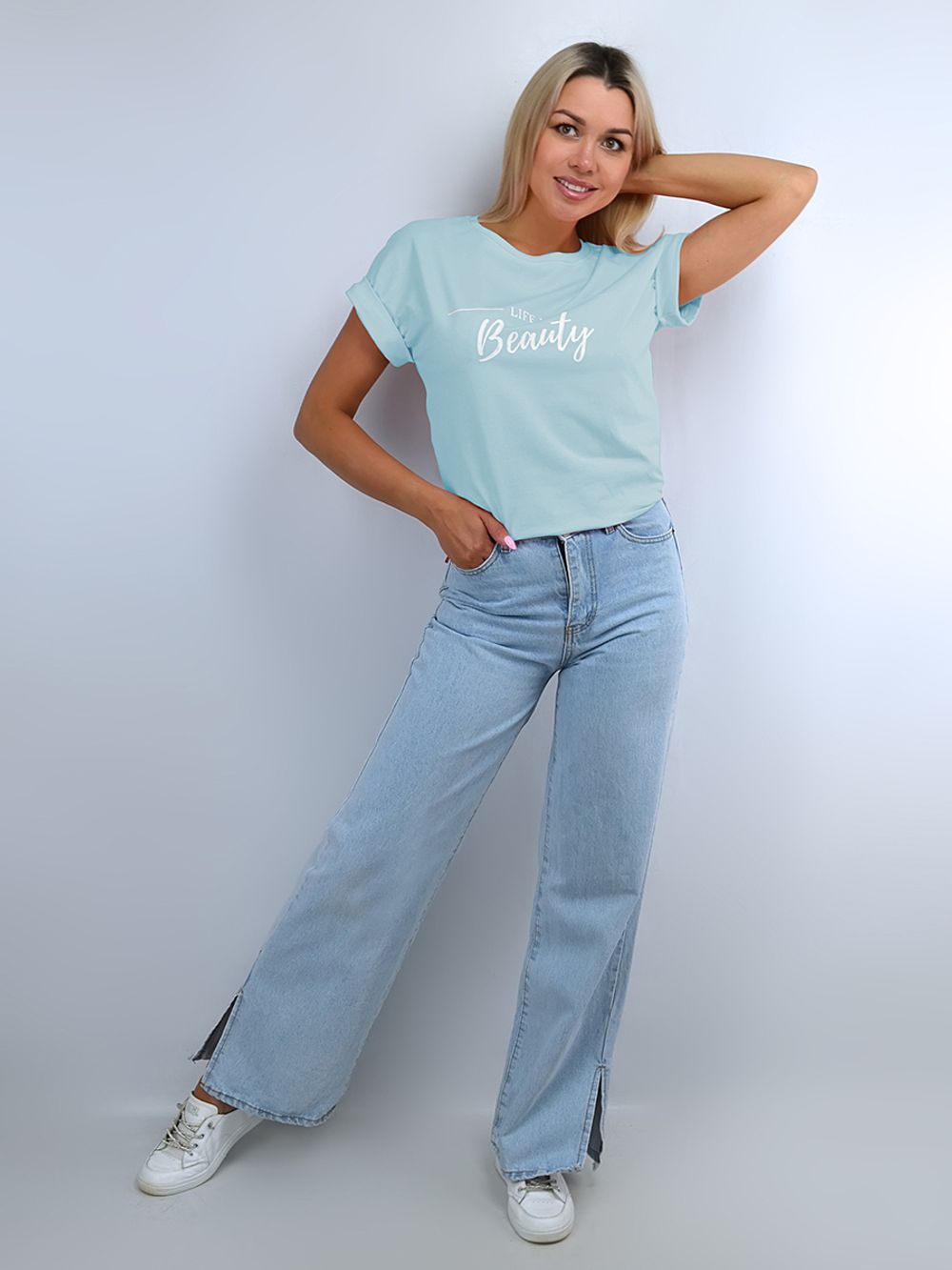 С-1417 Футболка женская / с принтом Уценка