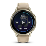 Смарт-часы GARMIN VENU 4, Amoled, 41мм Lunar Gold с кожаным ремешком, 010-03013-03