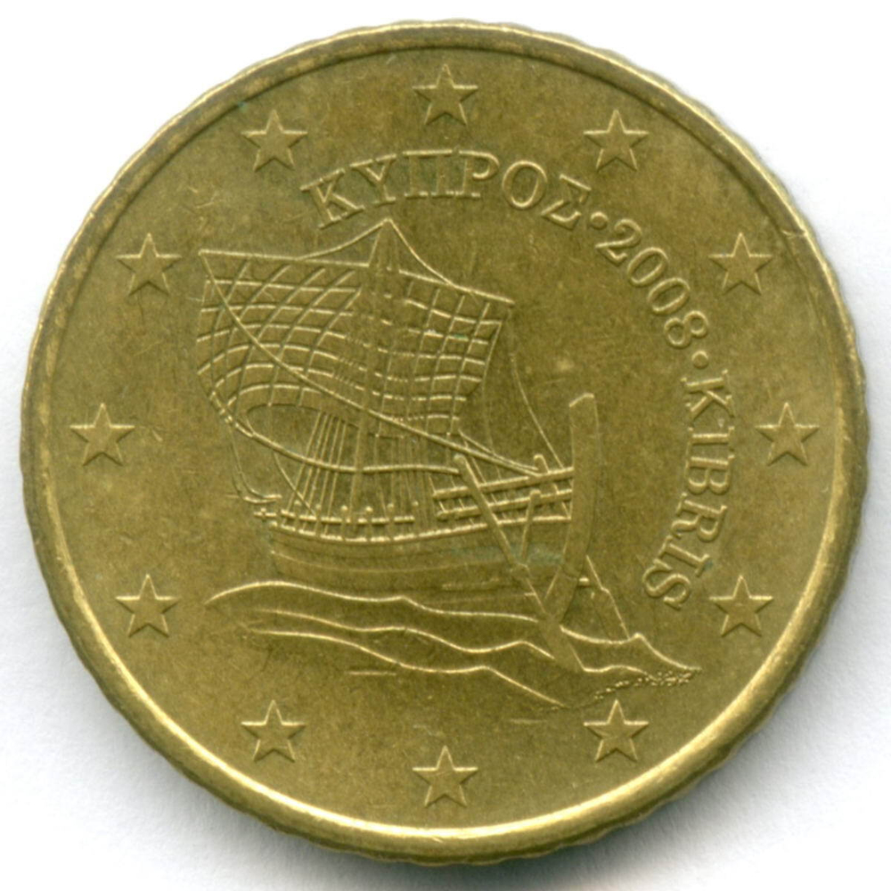 50 евроцентов 2008 год. Кипр. Регулярный выпуск. Нордик XF+