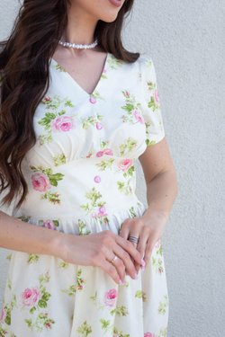 Платье с розами из хлопка