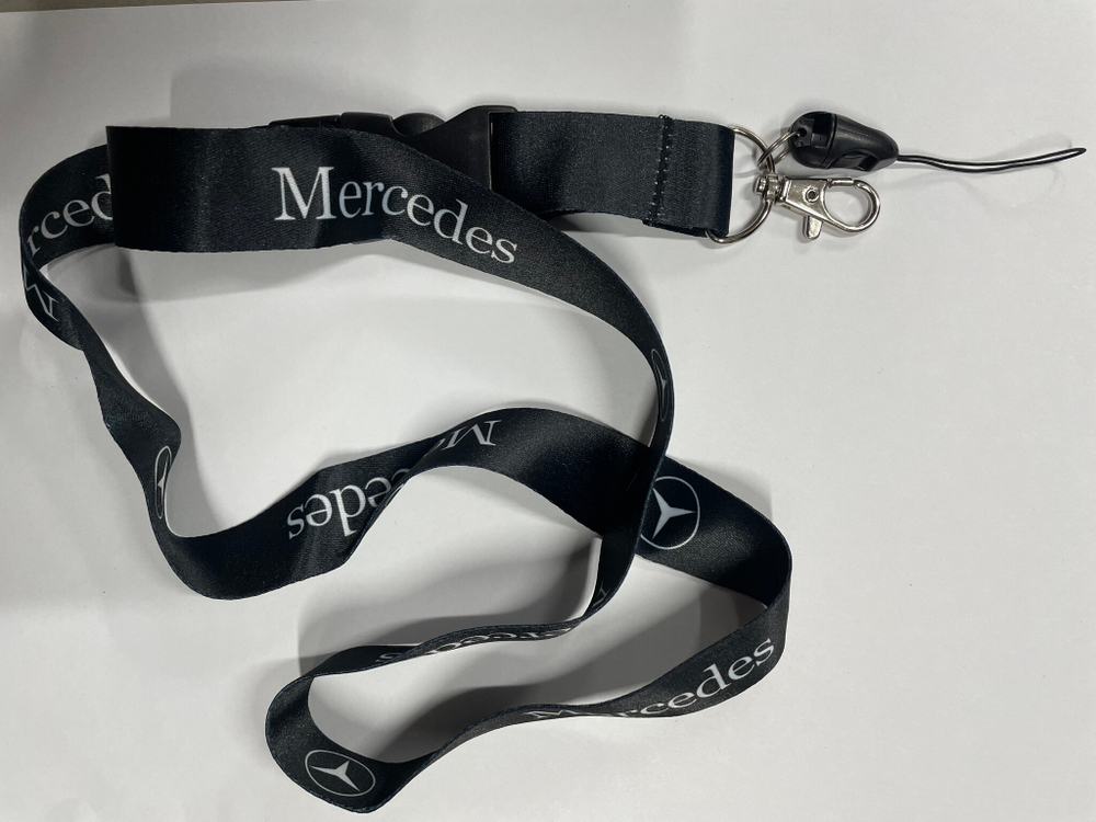 Mercedes (черный) / Брелок, шнурок для ключей на шею Mercedes (Мерседес), ланъярд, крафт, черный (1 шт)