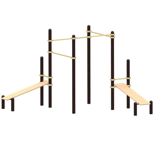 Спортивный комплекс №76 с турниками и скамьей, 3700*3700*2700 мм., D=89 мм.