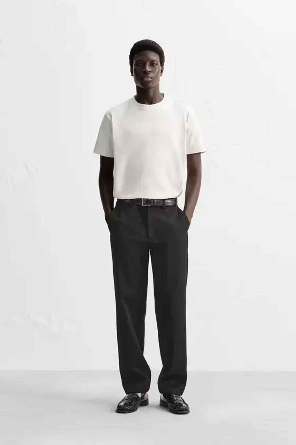 ZARA ФУТБОЛКА ИЗ ПЛОТНОЙ ТКАНИ, ЭКРЮ