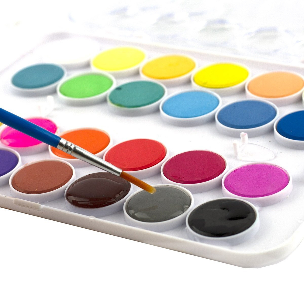 Акварель Yalong меловая, 24 цвета, с кистью, пластик. упаковка, "Animal"