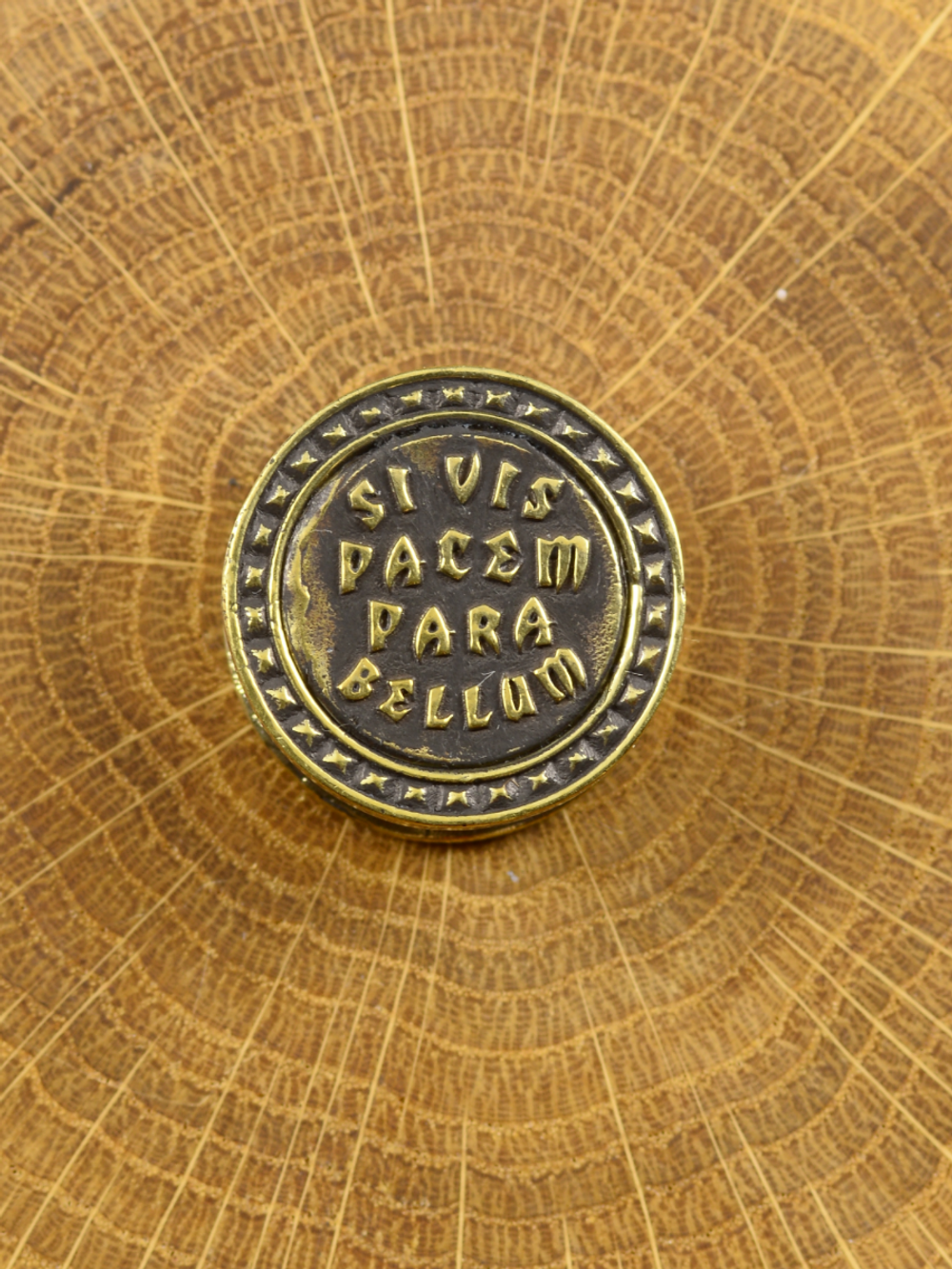 Бусина-вставка «Si vis pacem, para bellum» из латуни